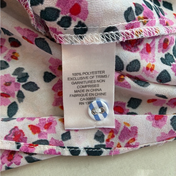 Floral Ruffle Blouse with Striped Trim - Picture 4 of 5